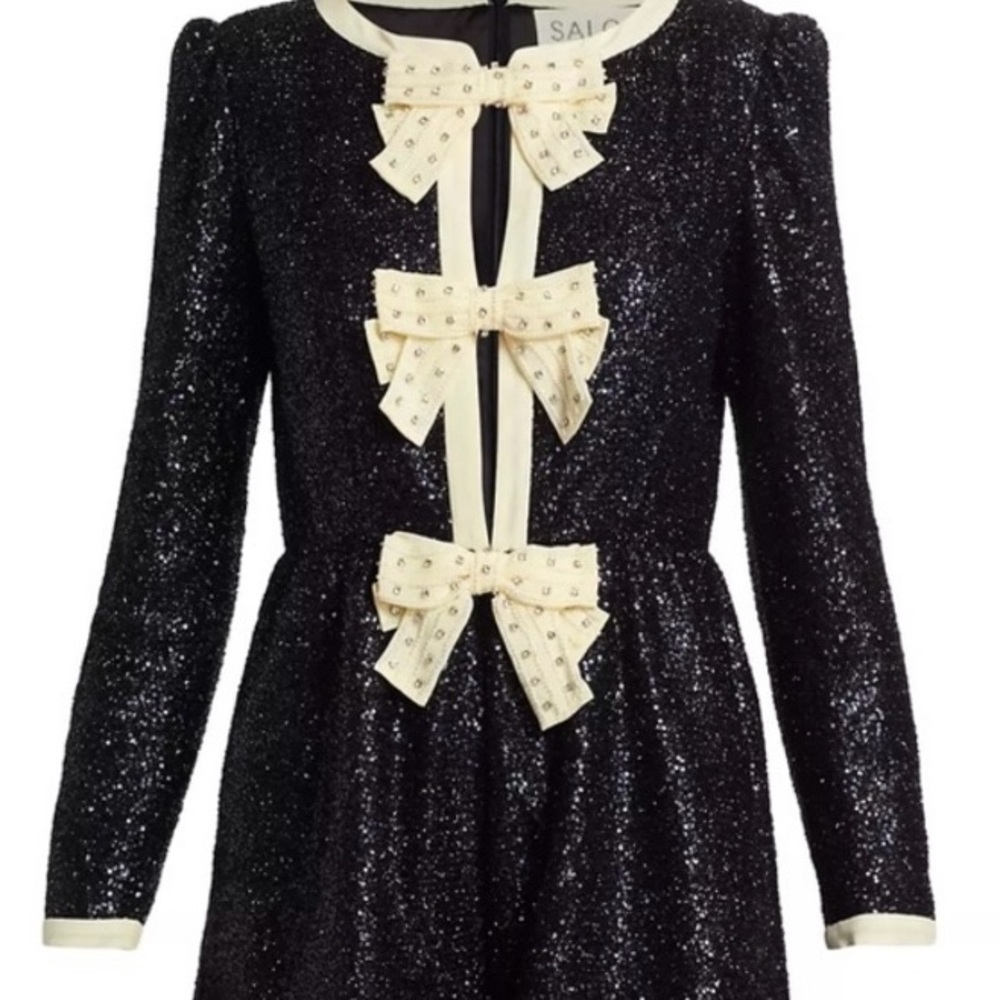 Saloni Camille Sequin bow romper worn once
